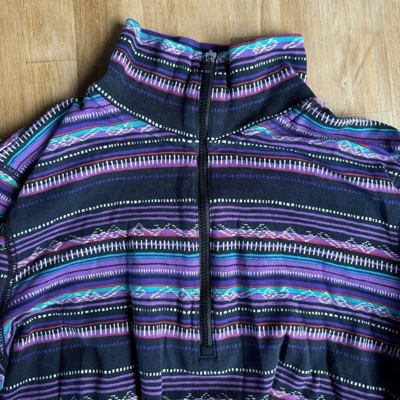 CHAPS SPORT LARGE Purple Multi-Color Striped Zip Mock Neck Western Shirt Jacket - Picture 4 of 10